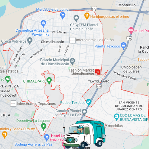 mapa cobertura lavado de salas en Chimalhuacán 