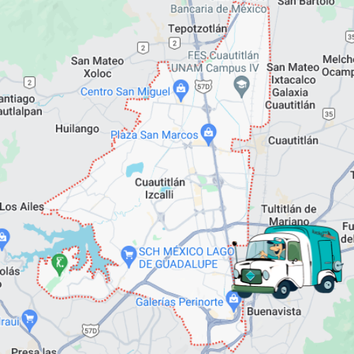 mapa de cobertura lavado de salas en Cuautitlán Izcalli