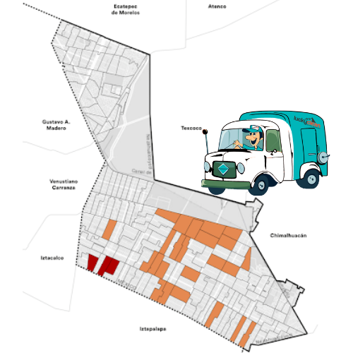 mapa de cobertura lavado de salas en Nezahualcóyotl