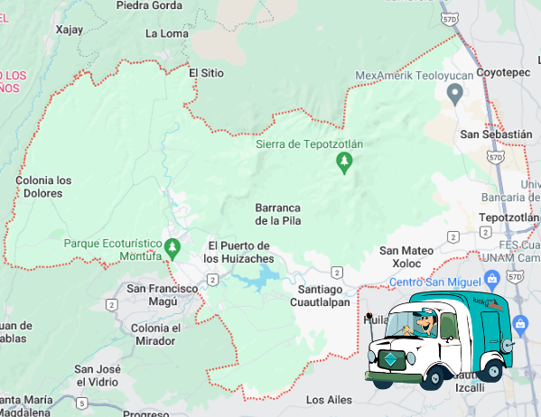 mapa de cobertura lavado de salas en Tepotzotlán