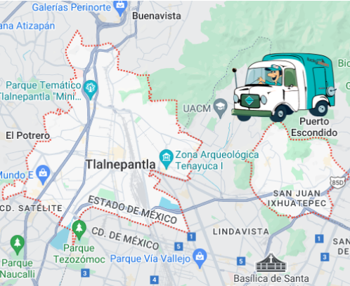 mapa de cobertura lavado de salas en Tlalnepantla